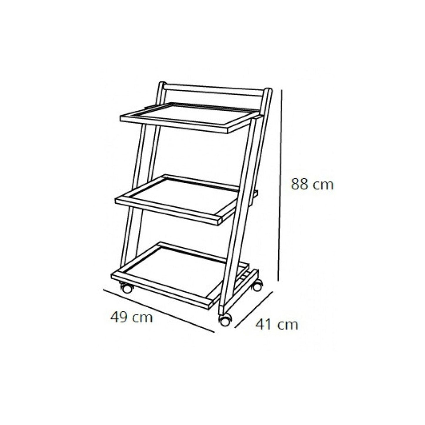 Carro cocina ZORDAN, Carrito cocina, Carrito auxiliar, 3 estantes, resistente a arañazos, de madera, Color cereza-blanco, ARIT, 6