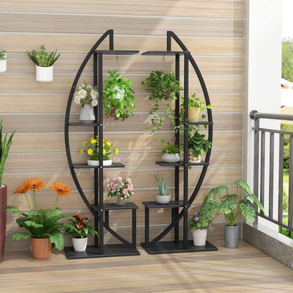 Estanteria para Plantas, juego de 2, Soporte para Plantas, 5 niveles, Soporte macetas, metal, Negro, Tribesigns, 3