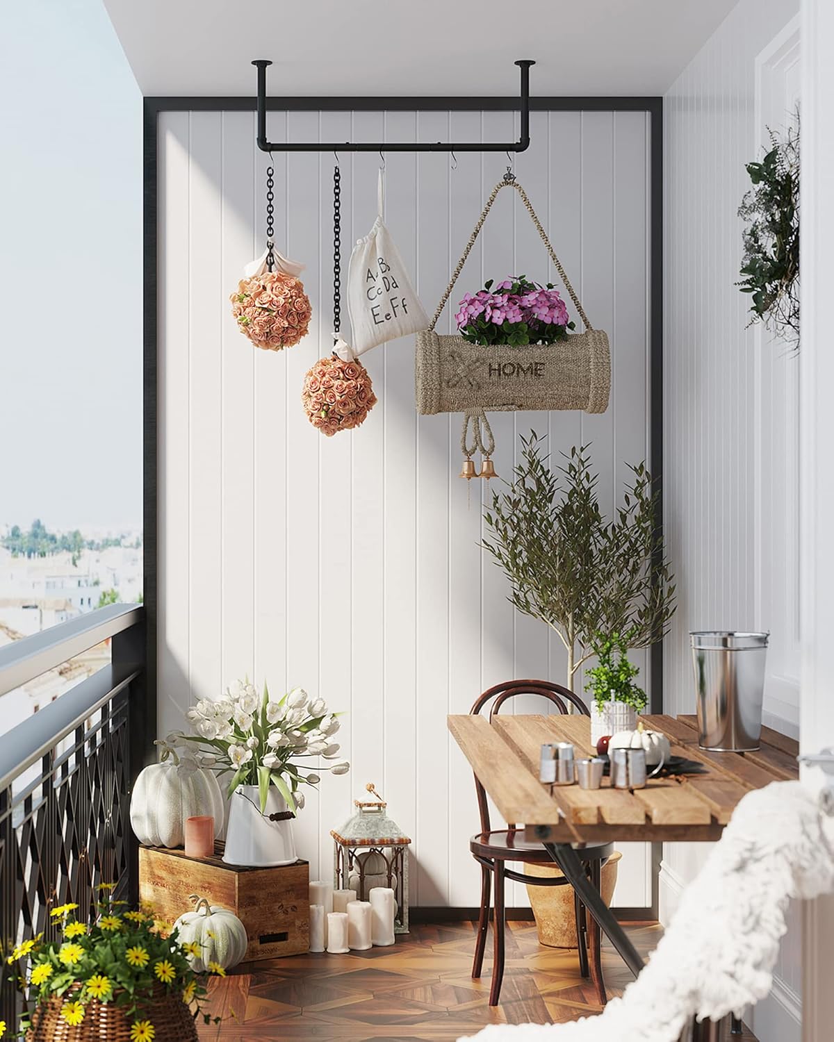 Perchero Pared, Juego de 2, Colgadores de Pared, 92 x 30 x 7,5 cm, Industrial, Carga hasta 50 kg, Negro, Songmics, 5
