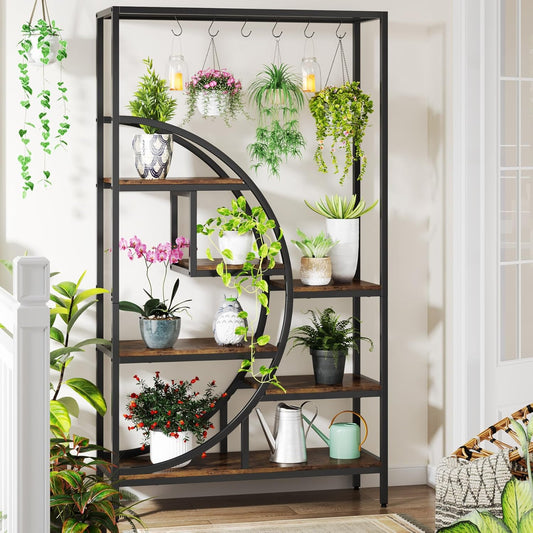 Estantería para Plantas, 7 niveles, Soporte para Plantas, 100x30x180cm, Soporte Macetas, metal, marrón, Tribesigns, 2