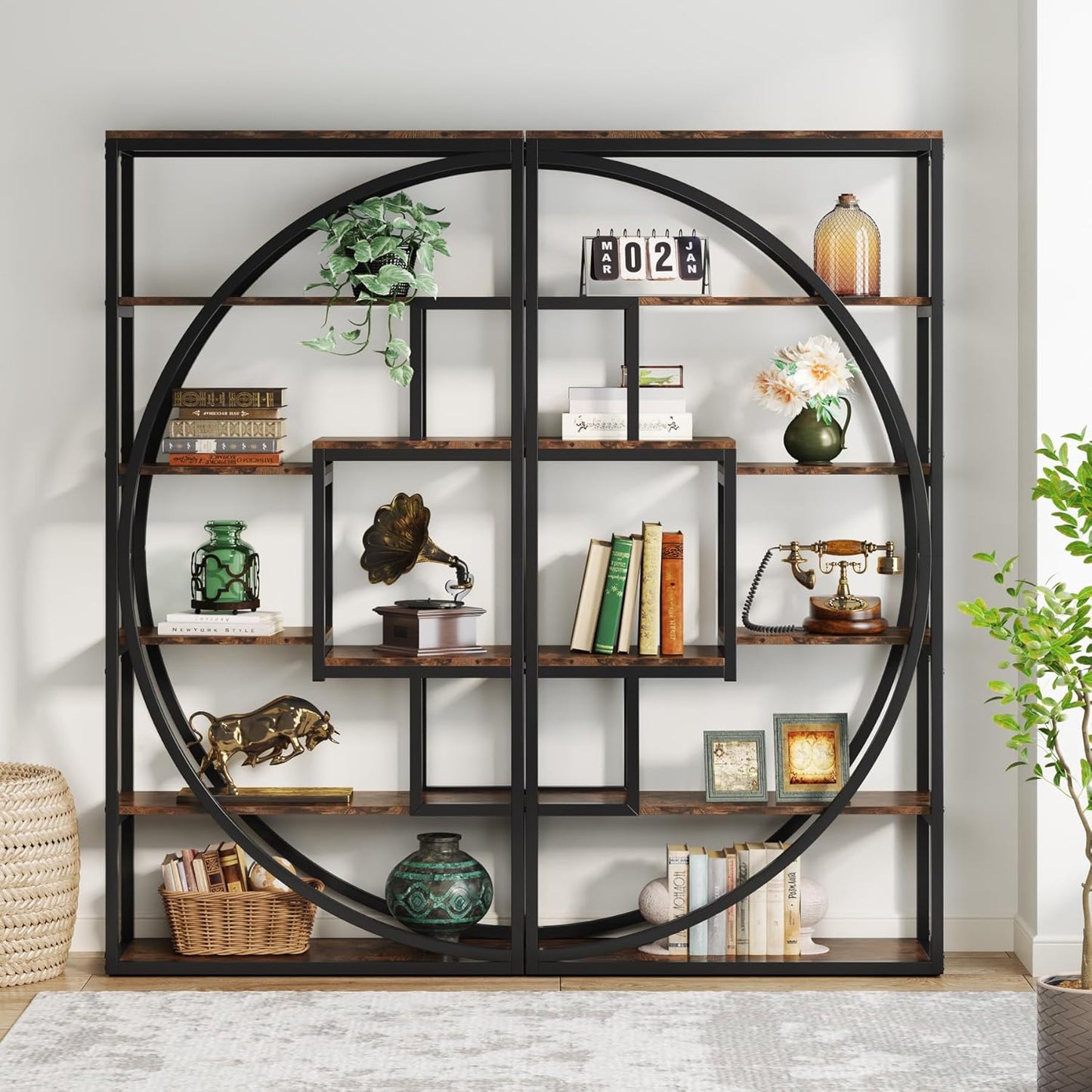 Estanteria Libros, de 6 Niveles, Estanteria Estrecha, 80x30x180cm, Estanteria Salon, Marrón, Tribesigns, 7