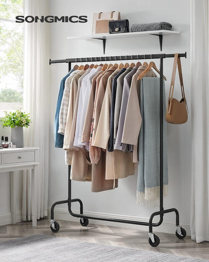 Burros para Ropa, con Ruedas, Carga de 130 kg, Burros para Ropa Resistentes, 110-150x45x162,9 cm, Negro, Songmics, 2