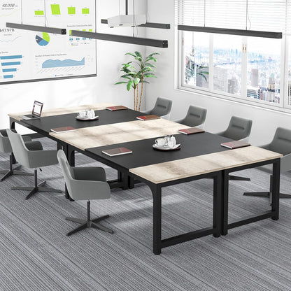 Escritorio, 180x80x75cm, mesa ordenador, Mesa Oficina, Mesa de reuniones oficina, Gris negro, Tribesigns, 6