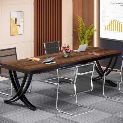 Escritorio, Escritorio doble, 200x70x75cm, Mesa Escritorio, mesa oficina,  Marrón, Tribesigns, 2