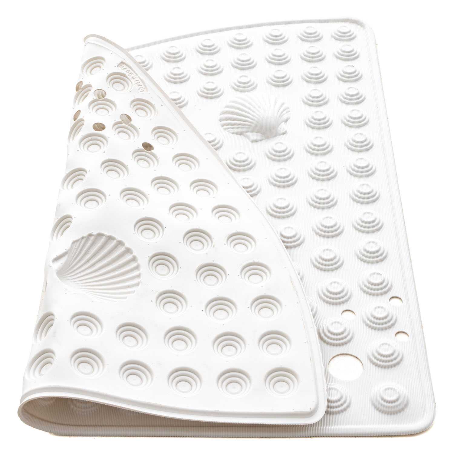 Alfombra de ducha angular, 58x58cm, fabricada en Italia, antimoho, PVC, blanco, Tatkraft Shell