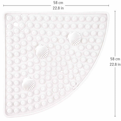 Alfombra de ducha angular, 58x58cm, fabricada en Italia, antimoho, PVC, blanco, Tatkraft Shell