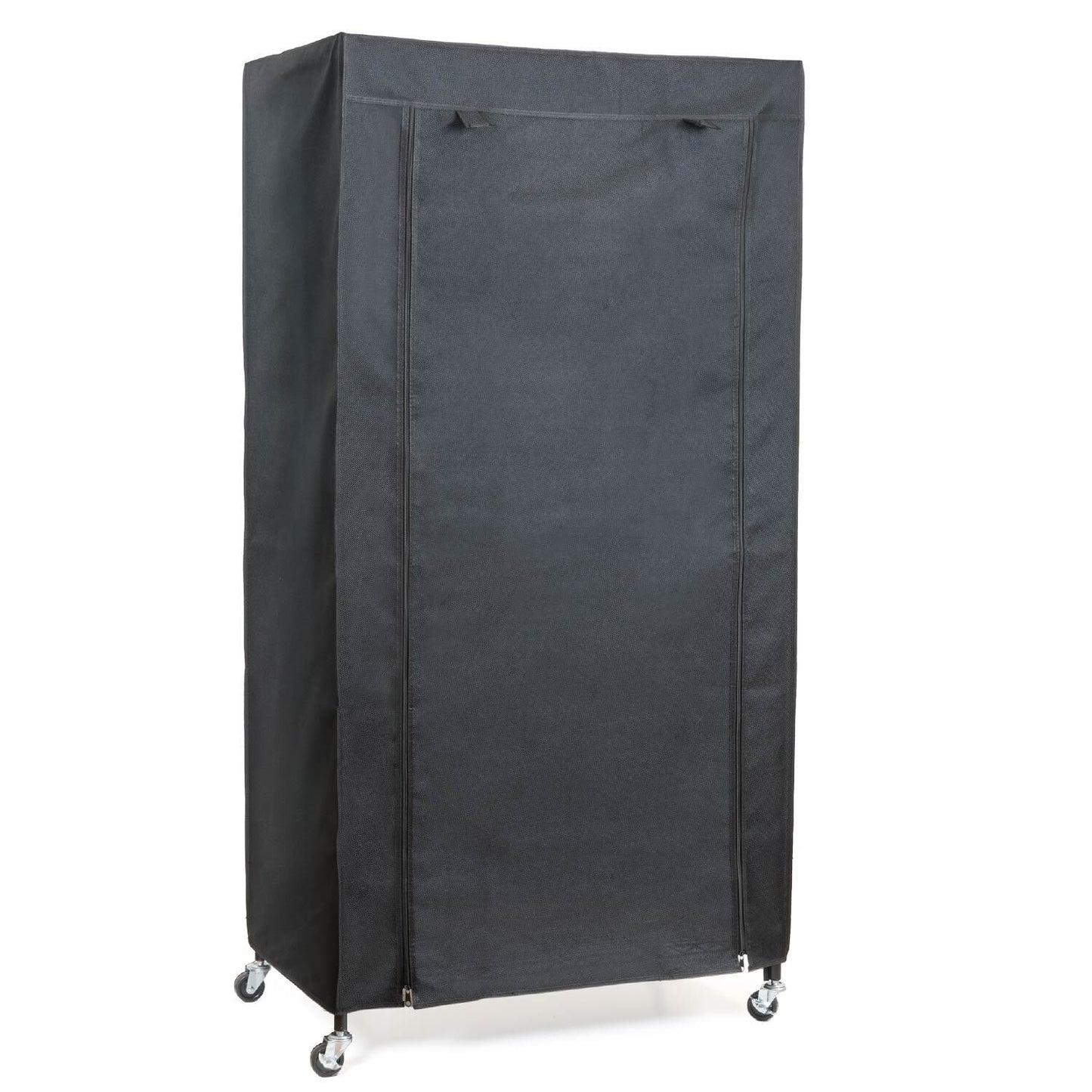 Armario de Tela, con Ruedas, Perchero Armario, 2 estantes, Hasta 70 kg, Armario Portátil, Algodón Negro, art moon Buffalo, 4