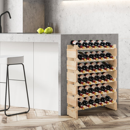 Botellero, Botellero vino, Botellero madera, con 6 Niveles y Capacidad 36 Botellas de Vino, Madera natural, Costway, 2