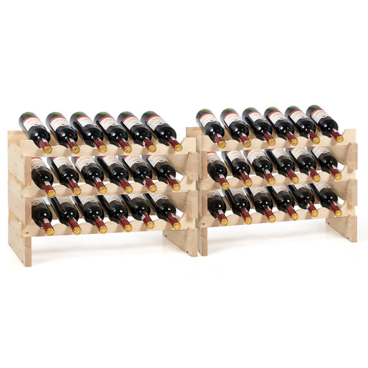 Botellero, Botellero vino, Botellero madera, con 6 Niveles y Capacidad 36 Botellas de Vino, Madera natural, Costway, 5