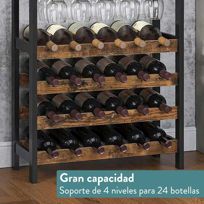 Botellero, Estantería de Vino para 24 Botellas, con Estante de Soporte de Vidrio, Songmics, 13