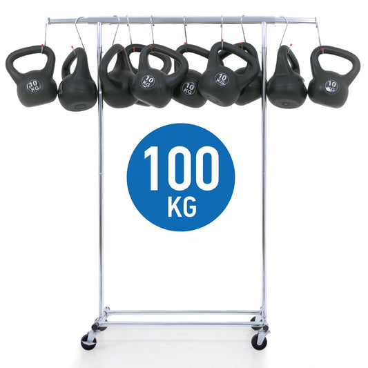 Burro Ropa, Burro Ropa Resistente, Burro Ropa Plegable, Perchero con Ruedas, Acero Cromado, Tatkraft Danko, 3