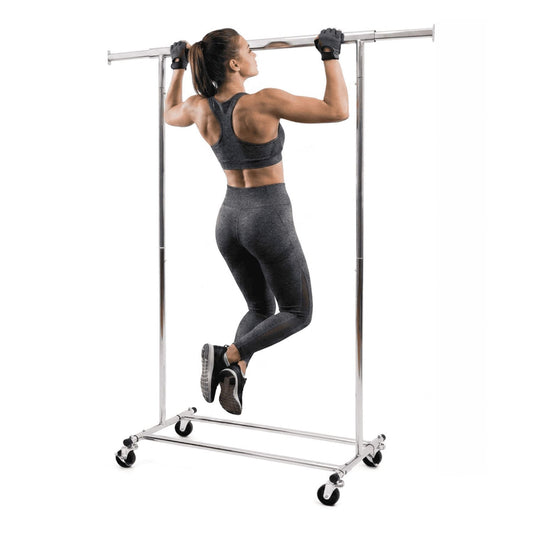 Burro Ropa, Burro Ropa Resistente, Burro Ropa Plegable, Perchero con Ruedas, Acero Cromado, Tatkraft Danko, g100