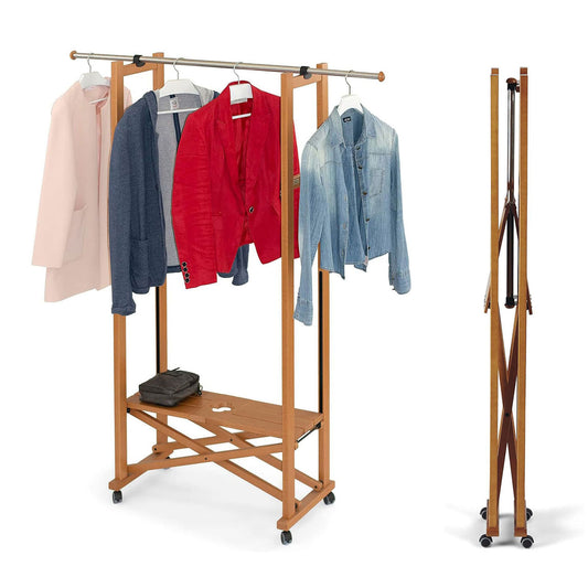 Burro Ropa Madera, Armario, Perchero Plegable, Barra Extensible, ARIT Elios 1