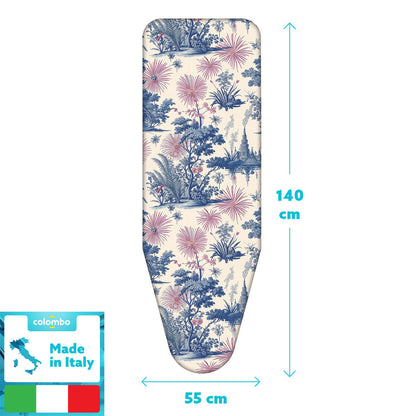 Funda Tabla Planchar, tamaño XL, 140×55 cm, 2 capas, algodón 100 % y molton, clip de fijación, Hecha en Italia, Colombo Spring Blossom, 3