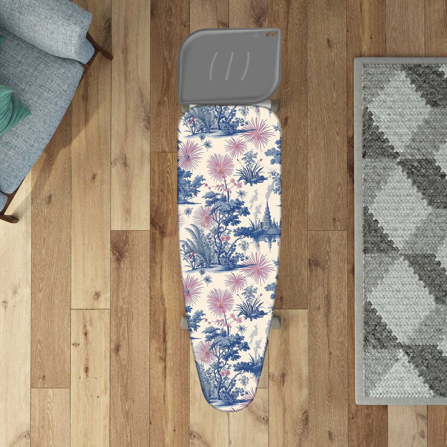 Funda Tabla Planchar, tamaño XL, 140×55 cm, 2 capas, algodón 100 % y molton, clip de fijación, Hecha en Italia, Colombo Spring Blossom, 1