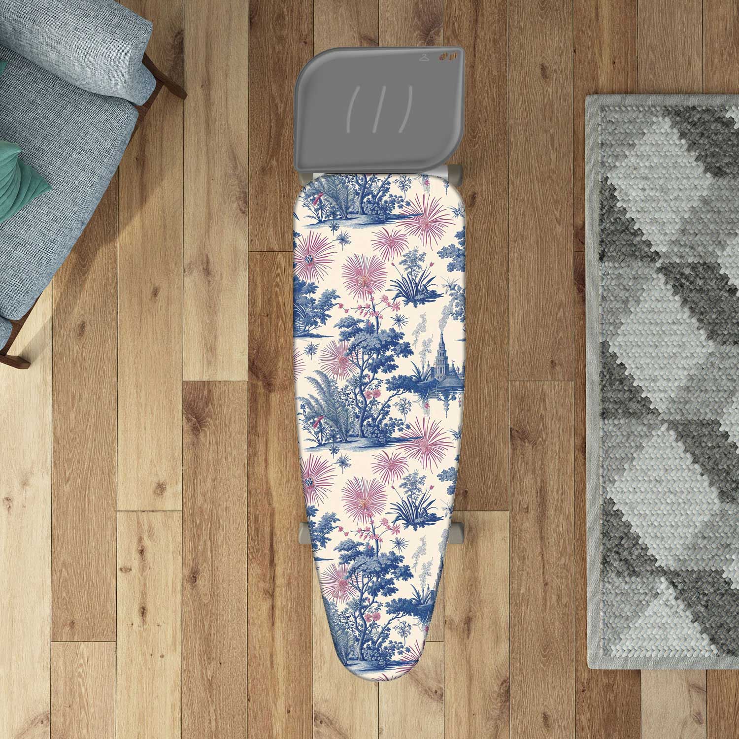 Funda Tabla Planchar, tamaño XL, 140×55 cm, 2 capas, algodón 100 % y molton, clip de fijación, Hecha en Italia, Colombo Spring Blossom, 1