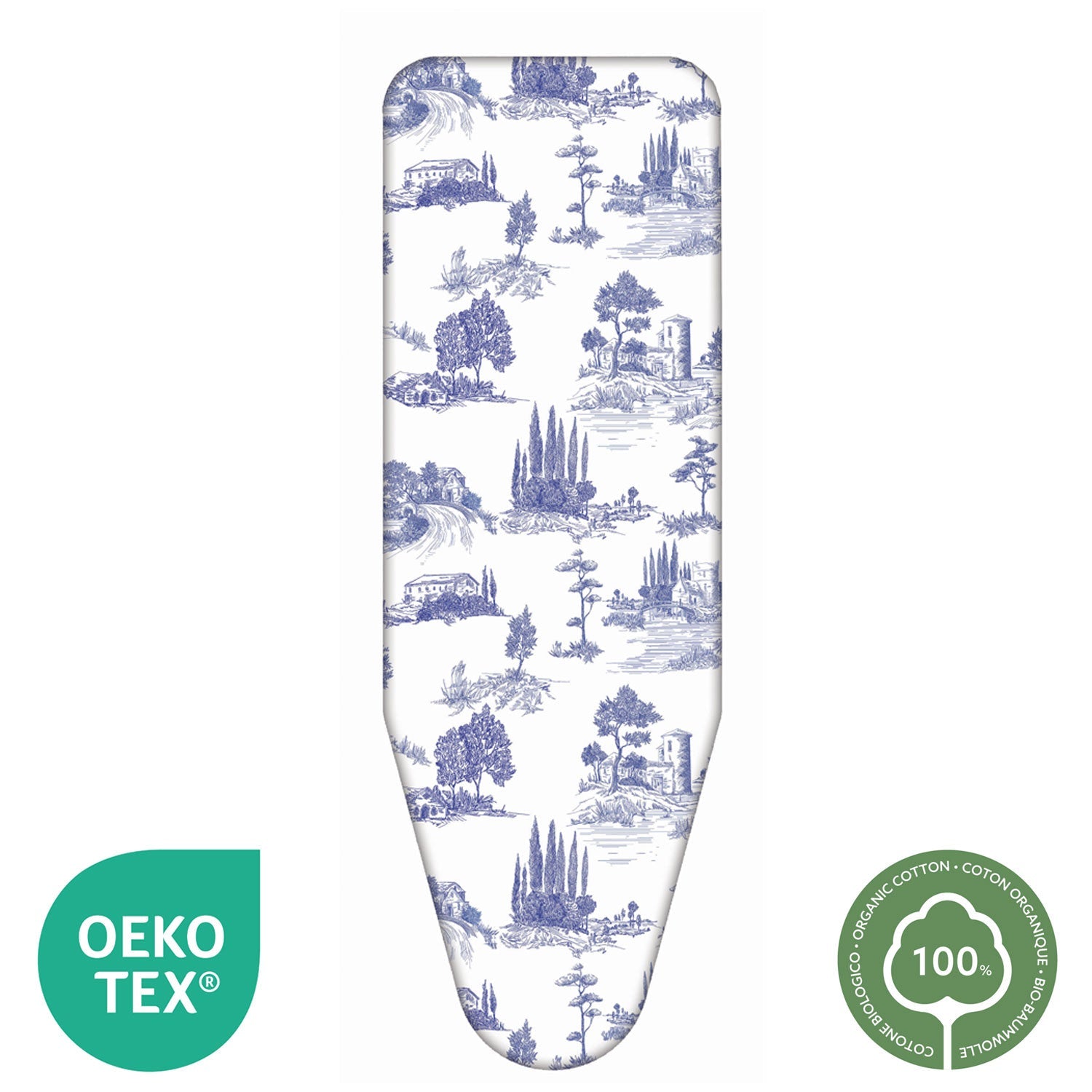 Funda Tabla Planchar, tamaño XL, 140×55 cm, 2 capas, algodón 100 % y molton, clip de fijación, Hecha en Italia, Colombo Tuscan Summer, 2