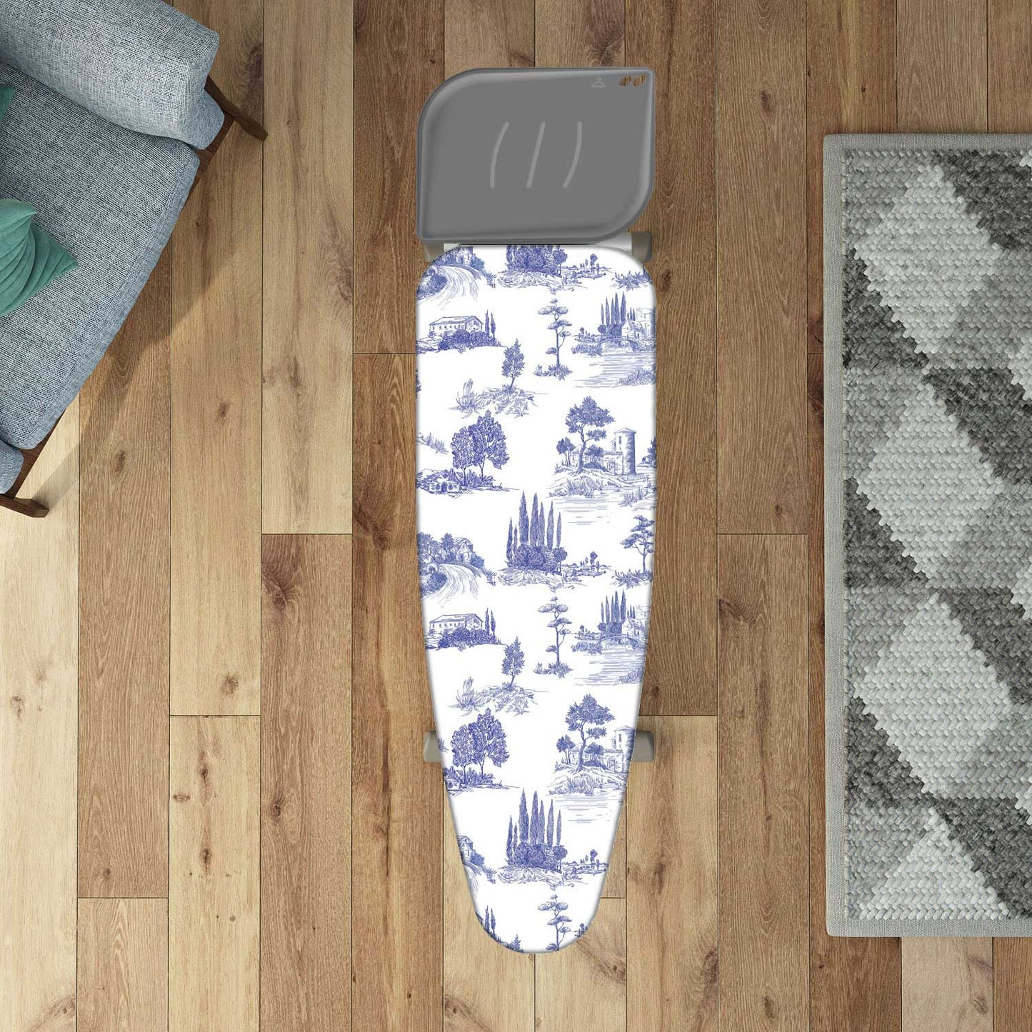 Funda Tabla Planchar, tamaño XL, 140×55 cm, 2 capas, algodón 100 % y molton, clip de fijación, Hecha en Italia, Colombo Tuscan Summer, 1