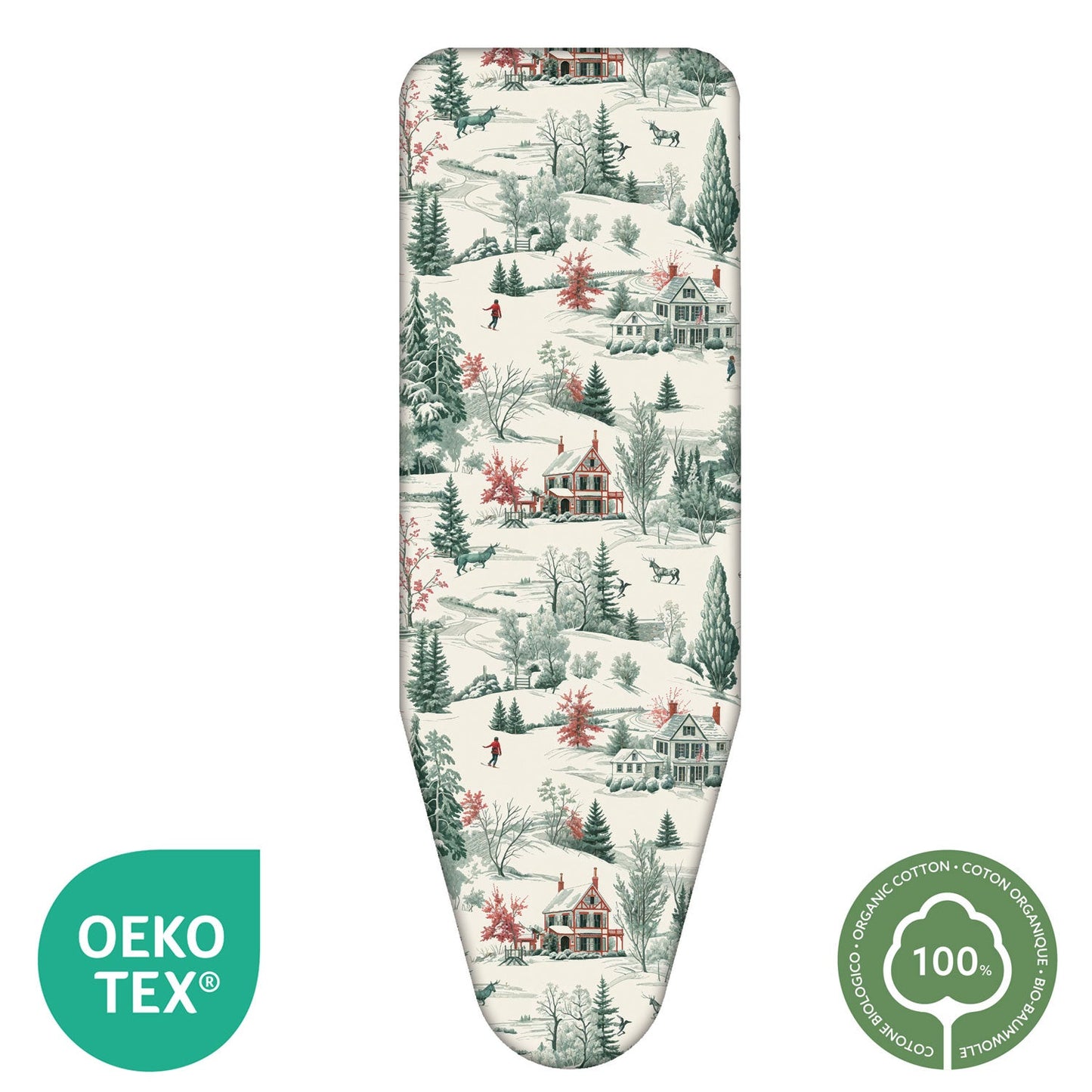 Funda Tabla Planchar, tamaño XL, 140×55 cm, 2 capas, algodón 100 % y molton, clip de fijación, Hecha en Italia, Colombo Winter Alps, 2
