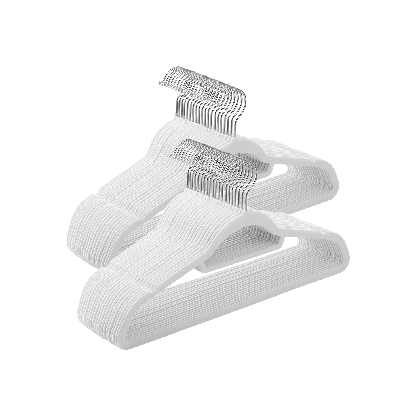 Percha, Juego de 50, Percha Terciopelo, 43,5 cm Largo, Antideslizantes, con Barra Corbata Blanco Nube y Plata, Songmics, 1