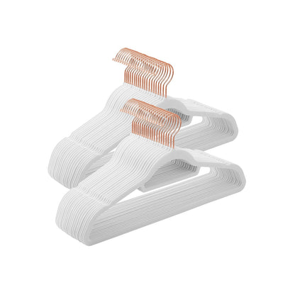 PerchasTerciopelo, Juego de 50, Percha Pantalones, 43,5 cm Largo, Antideslizantes, con Barra Corbata Blanco, Songmics, 1