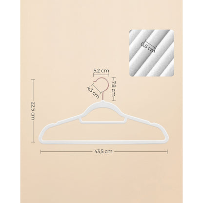 PerchasTerciopelo, Juego de 50, Percha Pantalones, 43,5 cm Largo, Antideslizantes, con Barra Corbata Blanco, Songmics, 7