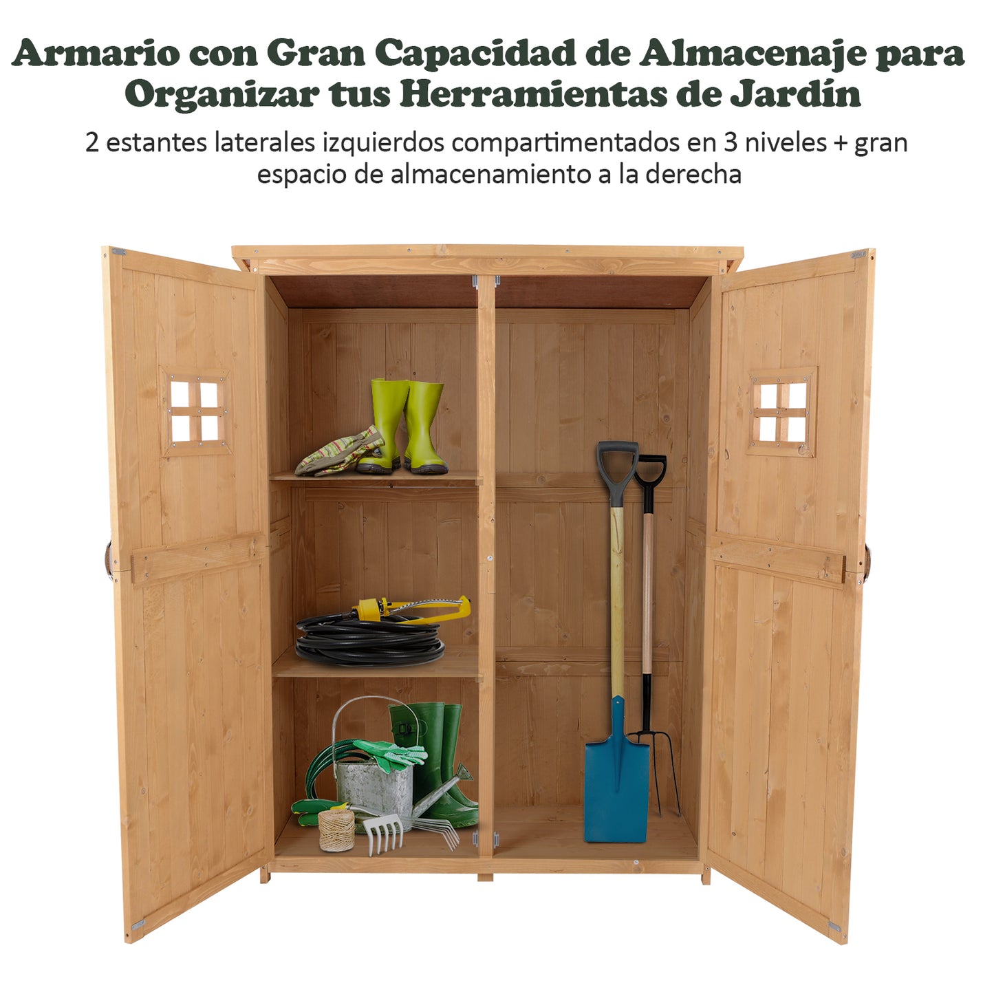 Cobertizo jardin, Caleta garden, Cabanas de madera, Cobertizo exterior, com Estates Double Puerta Ventanas Outsunny, 3