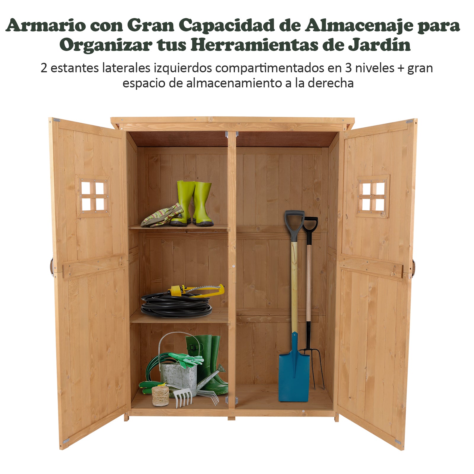 Cobertizo jardin, Caleta garden, Cabanas de madera, Cobertizo exterior, com Estates Double Puerta Ventanas Outsunny, 3