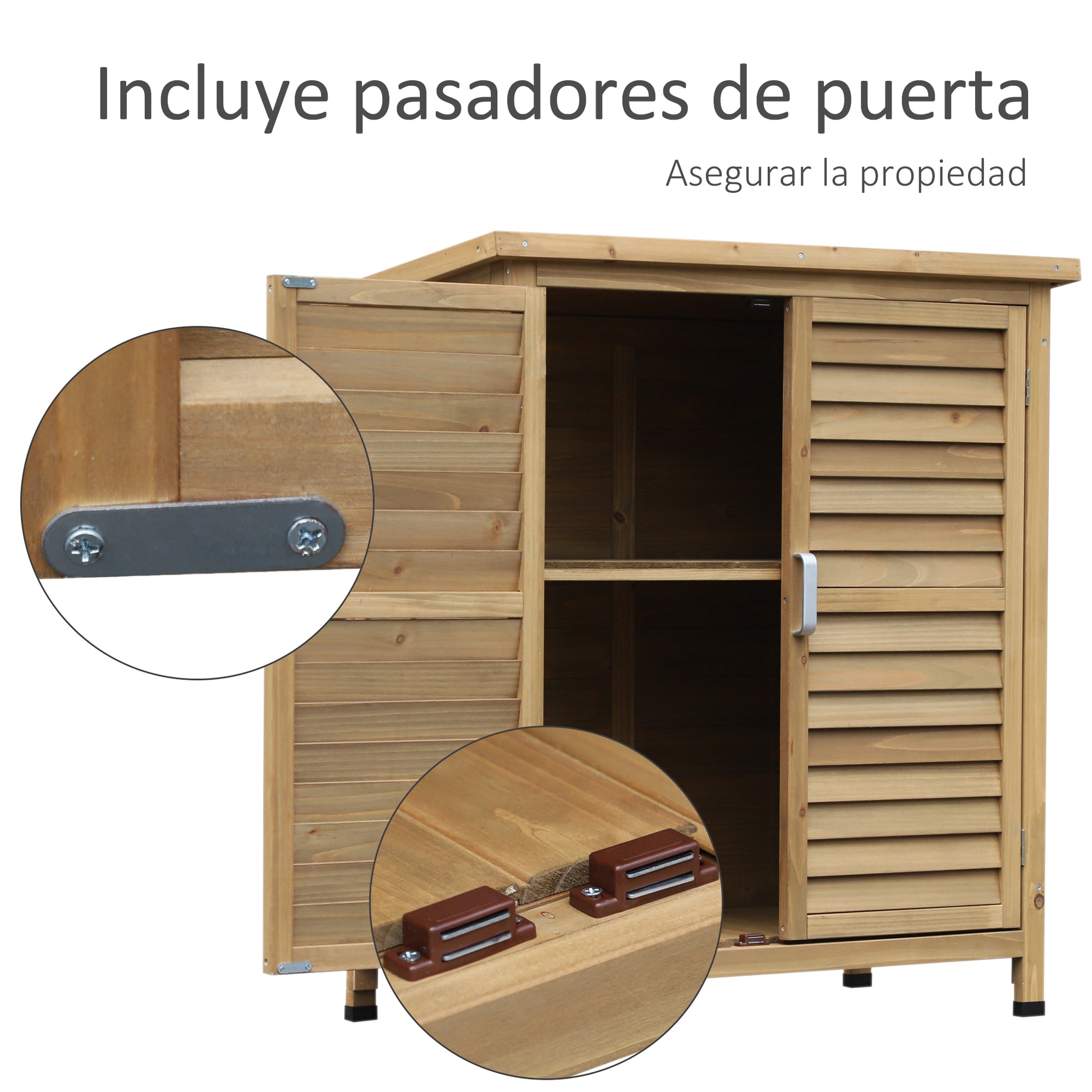 Cobertizo jardin, Caleta garden, Cabanas de madera, con 2 Estantes Interiores 2 puertas de Buena Ventilación Outsunny, 4