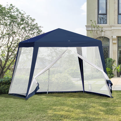 Carpa 3x3, Carpa Plegable, Carpa Jardin, Cenador Plegable, con 4 Partes Laterales Mosquitera Outsunny