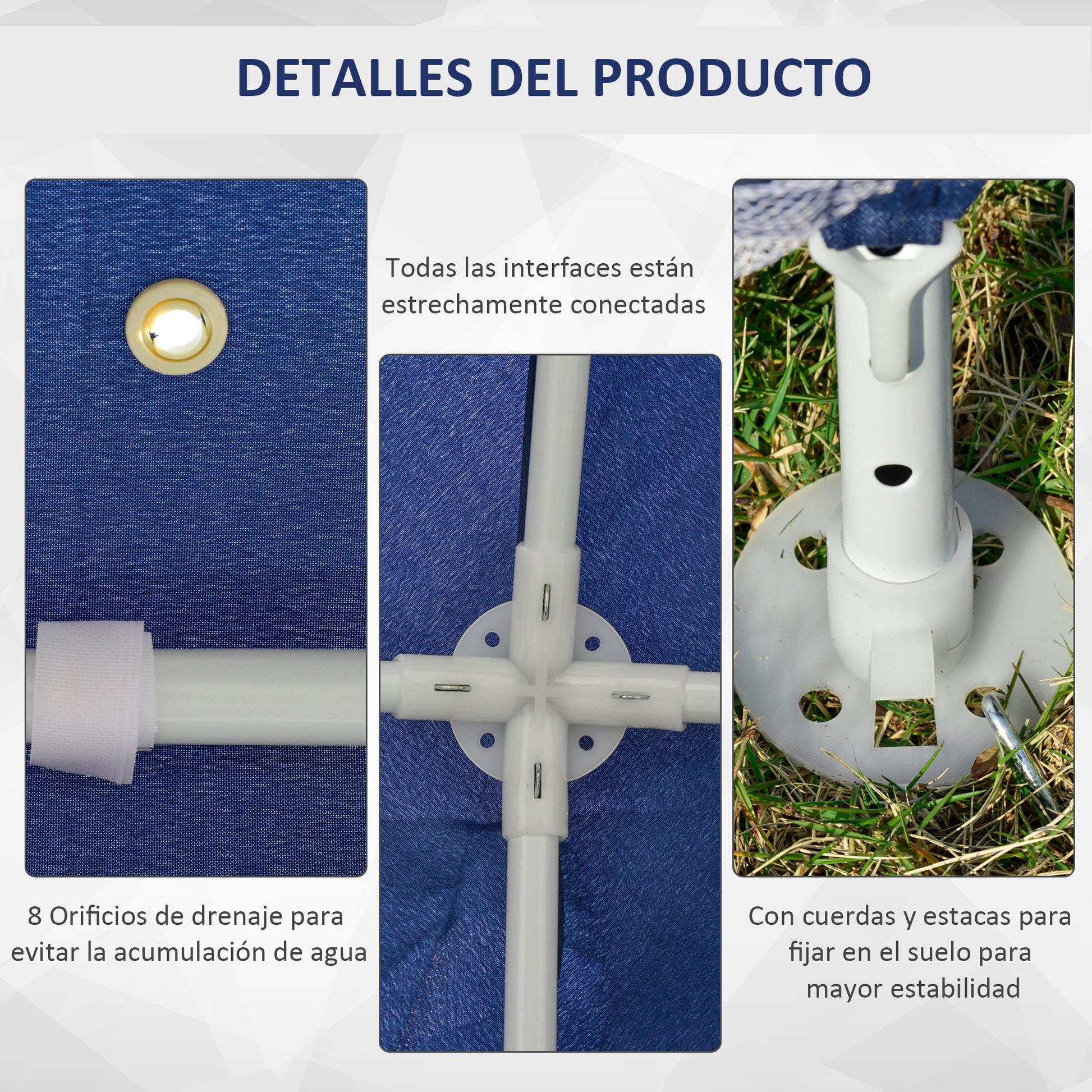 Carpa 3x3, Carpa Plegable, Carpa Jardin, Cenador Plegable, con 4 Partes Laterales Mosquitera Outsunny, 3