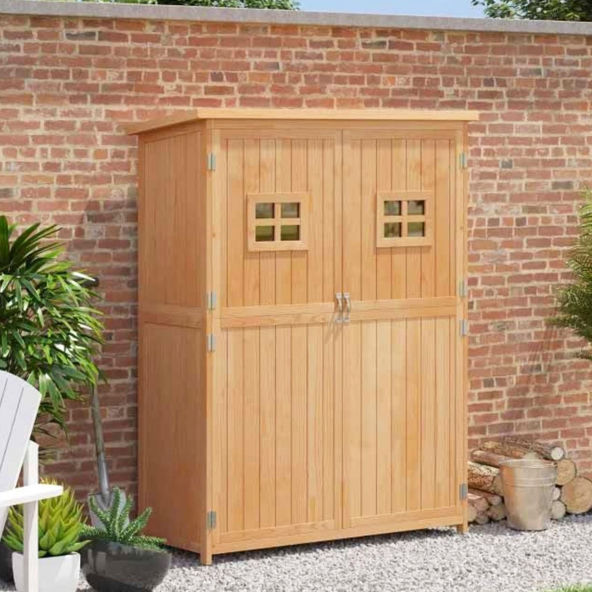 Cobertizo jardin, Caleta garden, Cabanas de madera, Cobertizo exterior, com Estates Double Puerta Ventanas Outsunny