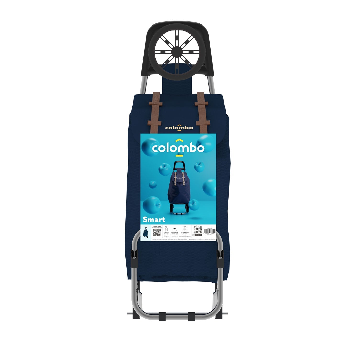 Carrito de compras, carrito de la compra, con ruedas, bolsa impermeable, 40 litros, azul, Colombo SMART, 1