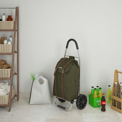 Carrito de compras, carrito de la compra, con ruedas XL, bolsa de poliéster impermeable, 50 litros, verde, Colombo DAKAR