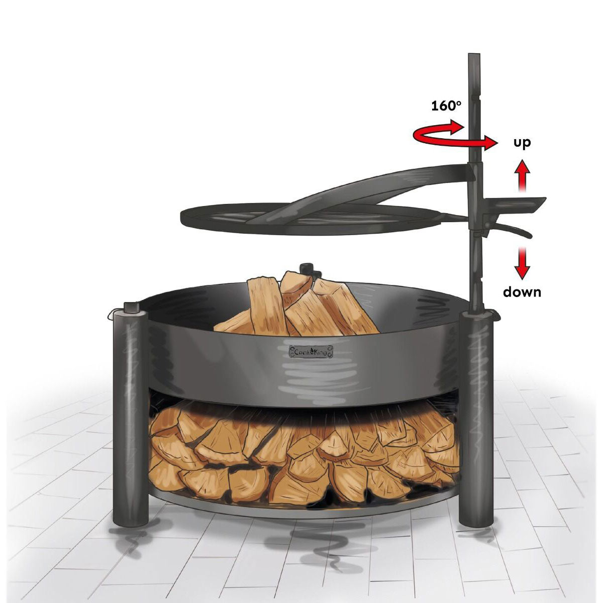 Brasero, Brasero Exterior, Ø 80 cm, Brasero Barbacoa, Cook King MONTANA X, 8