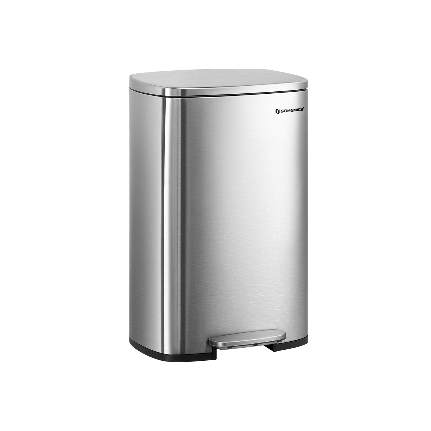 Cubo de Basura, 50 L, Cubo basura cocina, Cierre Suave, Pedal de Paso, Acero, Cubeta Interior, Plata, SONGMICS, 7