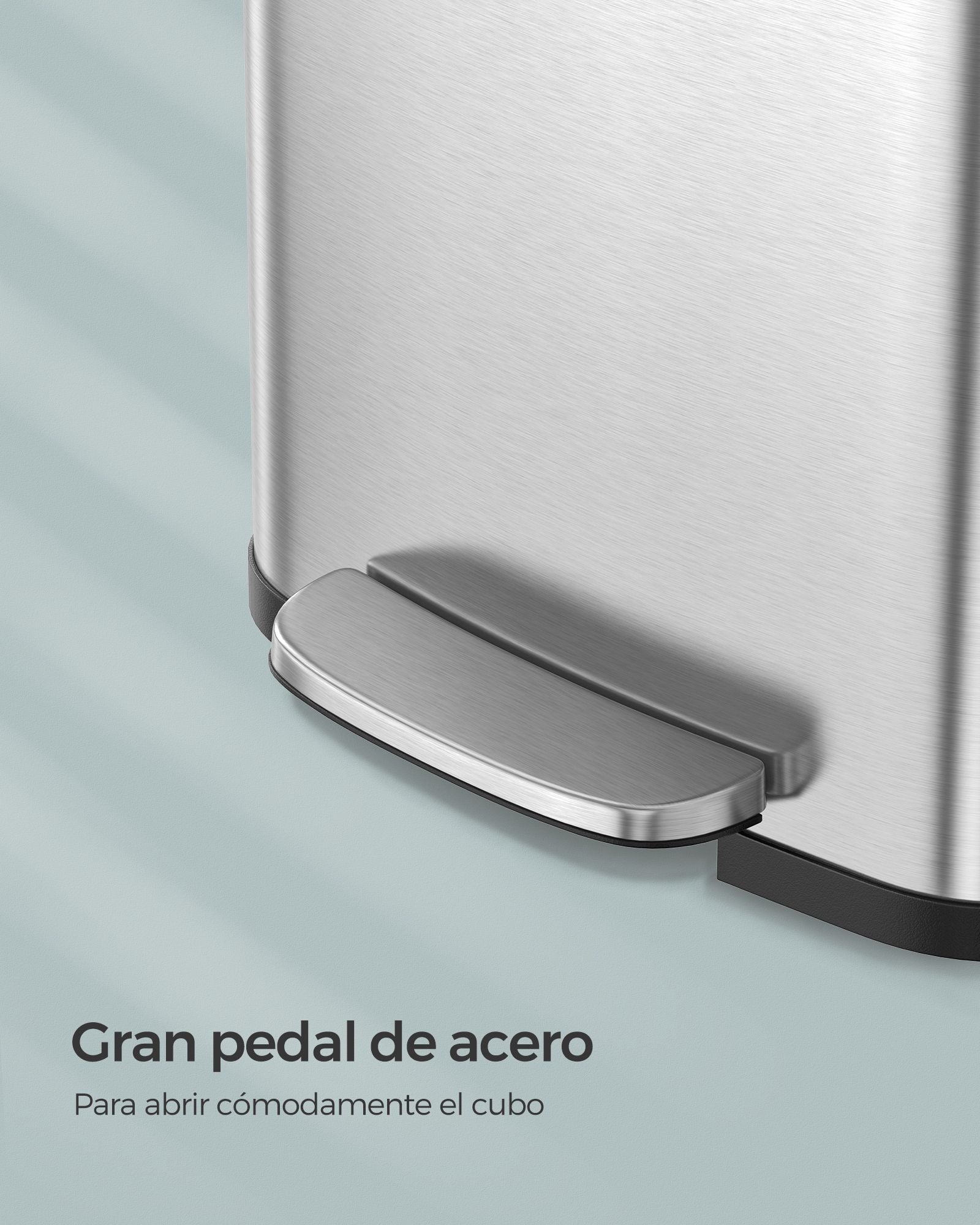Cubo de Basura, 50 L, Cubo basura cocina, Tapas de Cierre Suave, Plata y Negro, SONGMICS, 5