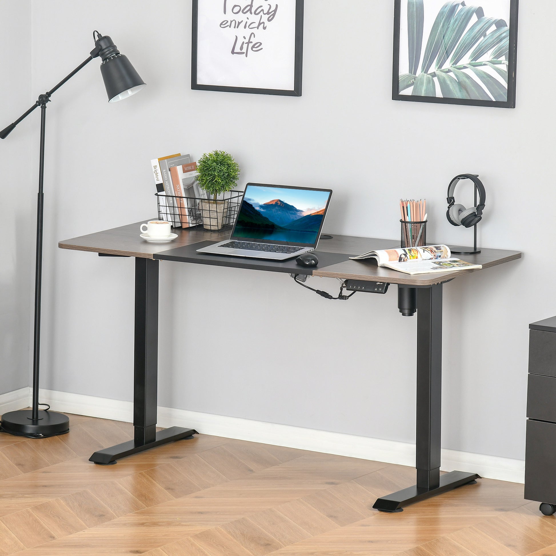 Escritorio elevable, Eléctrico, Mesa regulable en altura, con Altura Ajustable y 4 Teclas de Memoria para Oficina Hogar, Vinsetto