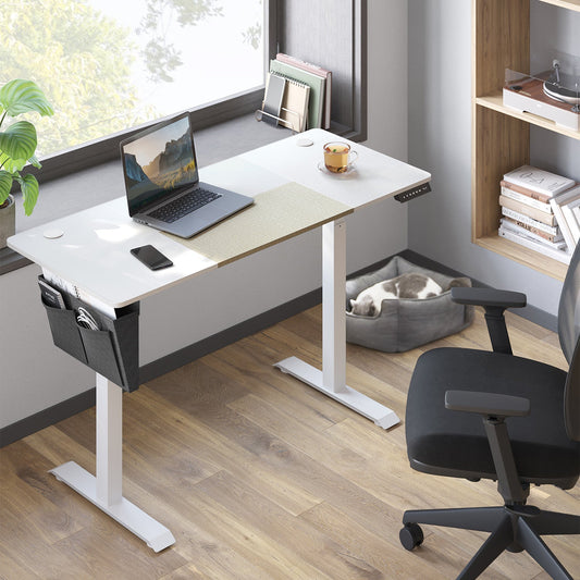 Escritorio elevable, Eléctrico, 60x140x(72-120) cm, Mesa regulable en altura, Memoria con 4 Alturas, Blanco SONGMICS