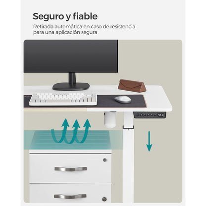 Escritorio elevable, Eléctrico, 60x140x(72-120) cm, Mesa regulable en altura, Memoria con 4 Alturas, Blanco SONGMICS, 4