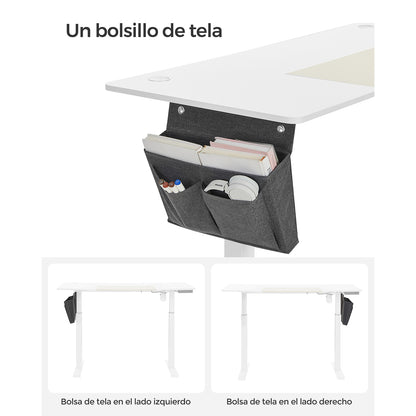 Escritorio elevable, Eléctrico, 60x140x(72-120) cm, Mesa regulable en altura, Memoria con 4 Alturas, Blanco SONGMICS, 5