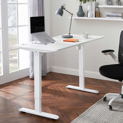 Mesa regulable en altura, Eléctrico Escritorio elevable, 70x140x(73-114) cm, Estructura Escritorio con Motor, Blanco, SONGMICS, 3