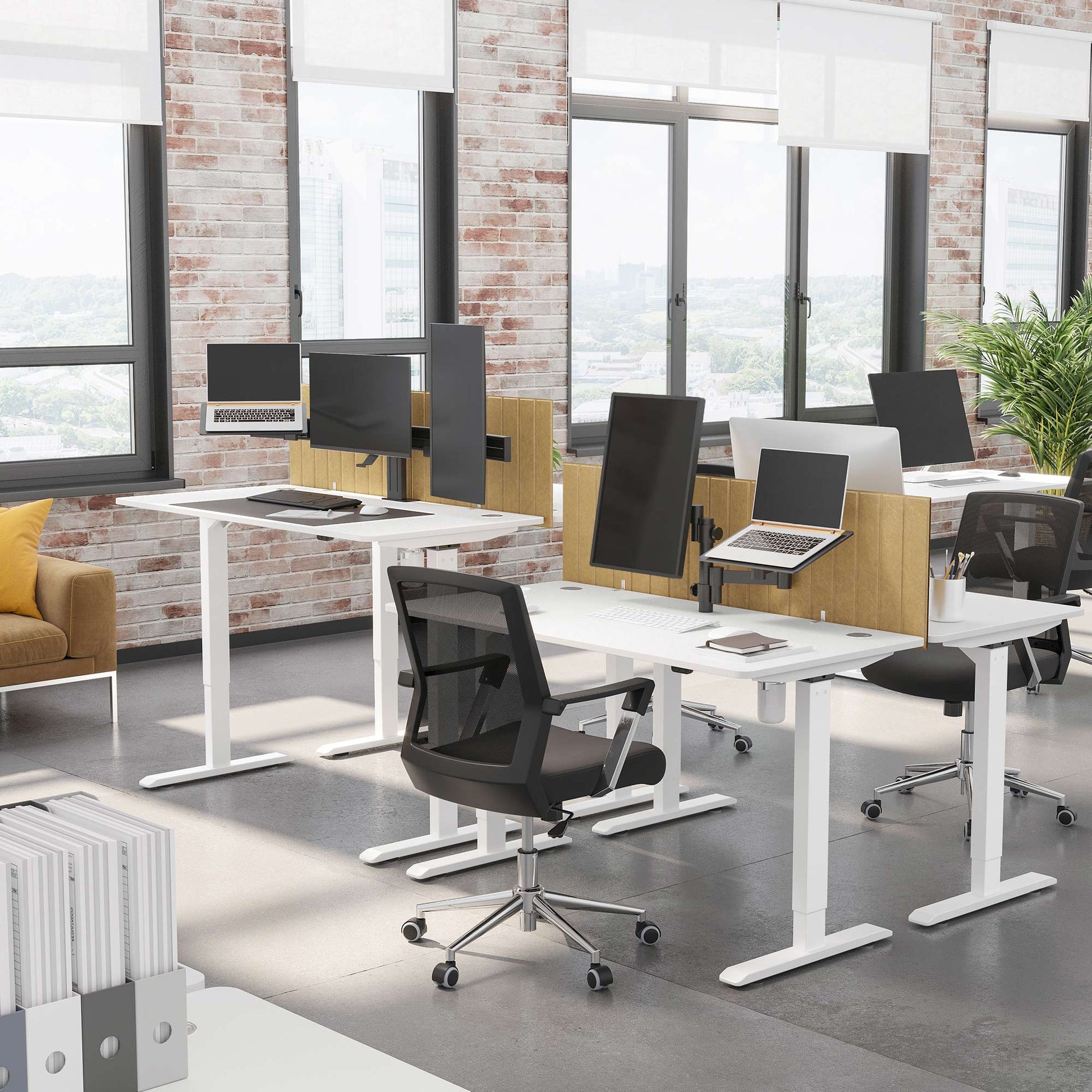 Mesa regulable en altura, Eléctrico Escritorio elevable, 70x140x(73-114) cm, Estructura Escritorio con Motor, Blanco, SONGMICS, 5