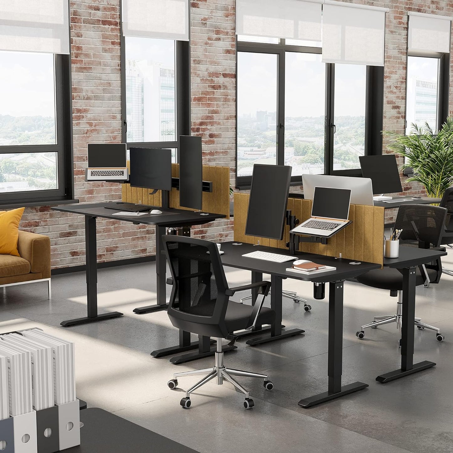 Escritorio elevable, Mesa regulable en altura, Eléctrico, 70x140x(73-114) cm, Estructura Escritorio con Motor Negro, SONGMICS, 6