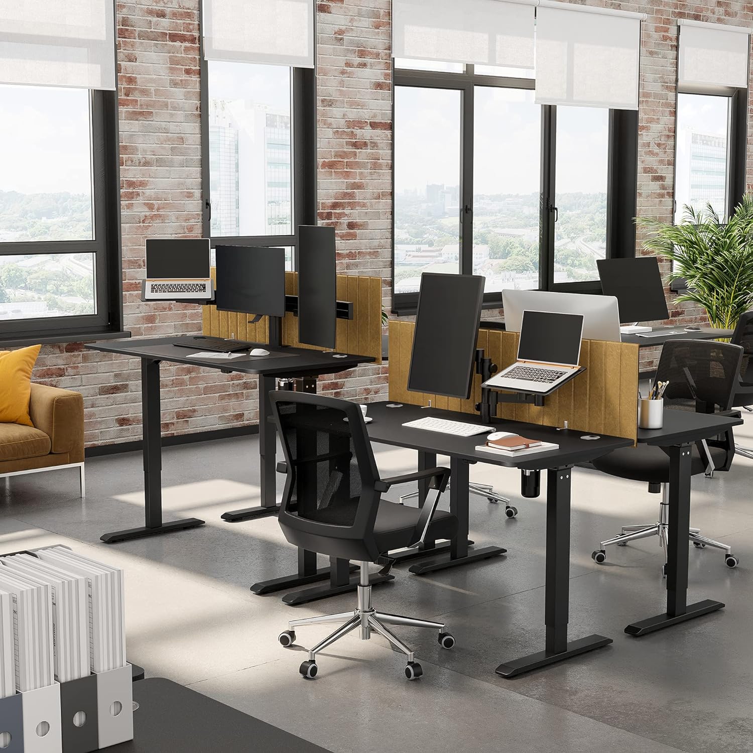 Escritorio elevable, Mesa regulable en altura, Eléctrico, 70x140x(73-114) cm, Estructura Escritorio con Motor Negro, SONGMICS, 6