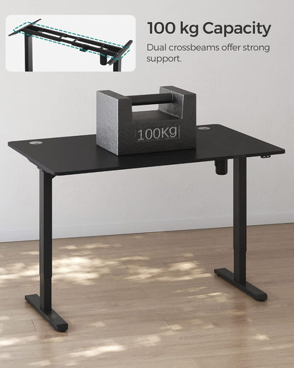 Escritorio elevable, Mesa regulable en altura, Eléctrico, 70x140x(73-114) cm, Estructura Escritorio con Motor Negro, SONGMICS, 4