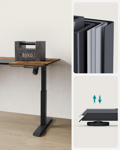 Escritorio elevable, Eléctrico, 70x160x(72-120) cm, Mesa regulable en altura, Memoria con 4 Alturas, Marrón y Negro, SONGMICS, 6