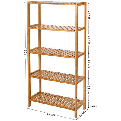 Estantería, 5 estantes, Bambú, Estanteria Madera, Estanteria libreria, 60x26x130 cm, Natural, SONGMICS, 6