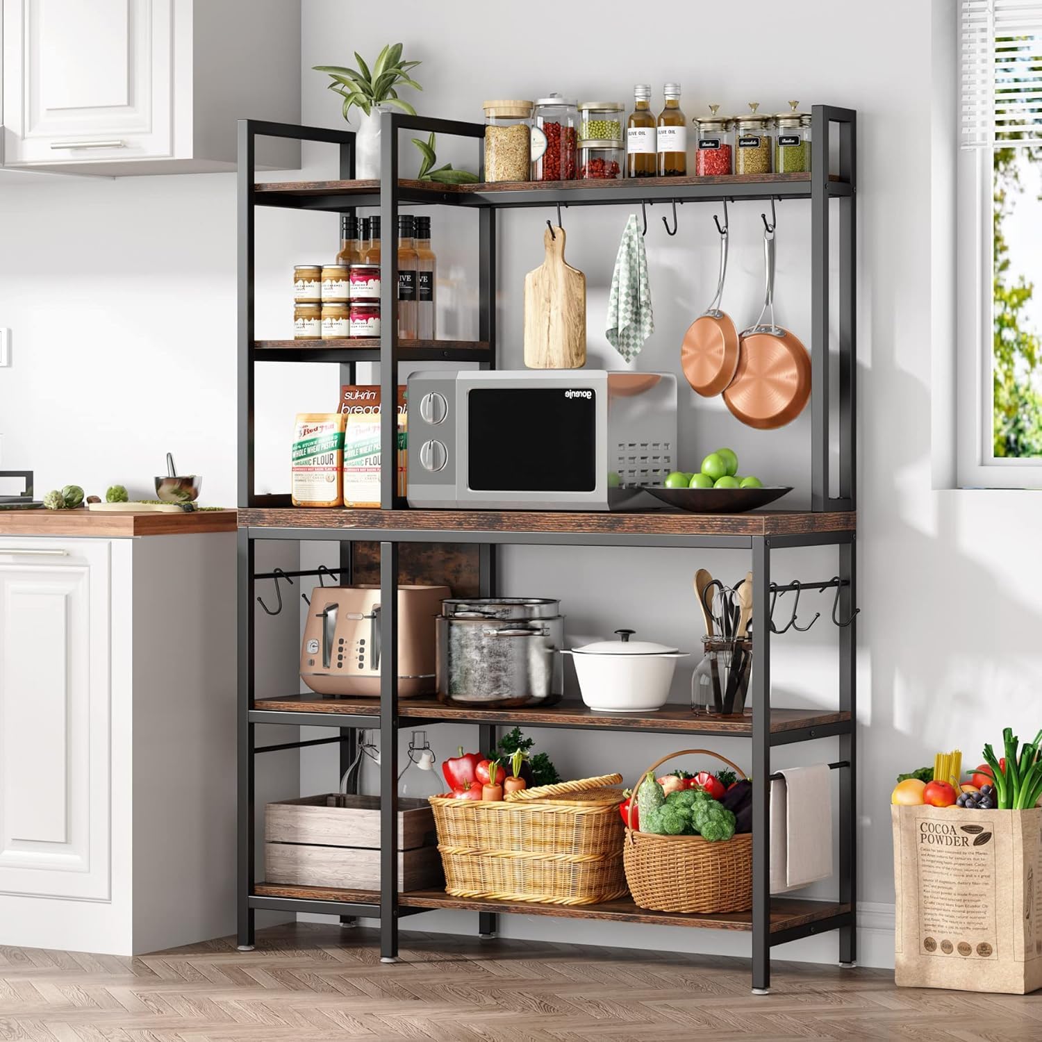 Estantería cocina, de 5 niveles, Soporte Microondas, Estante de almacenamiento de utilidad de cocina, Tribesigns
