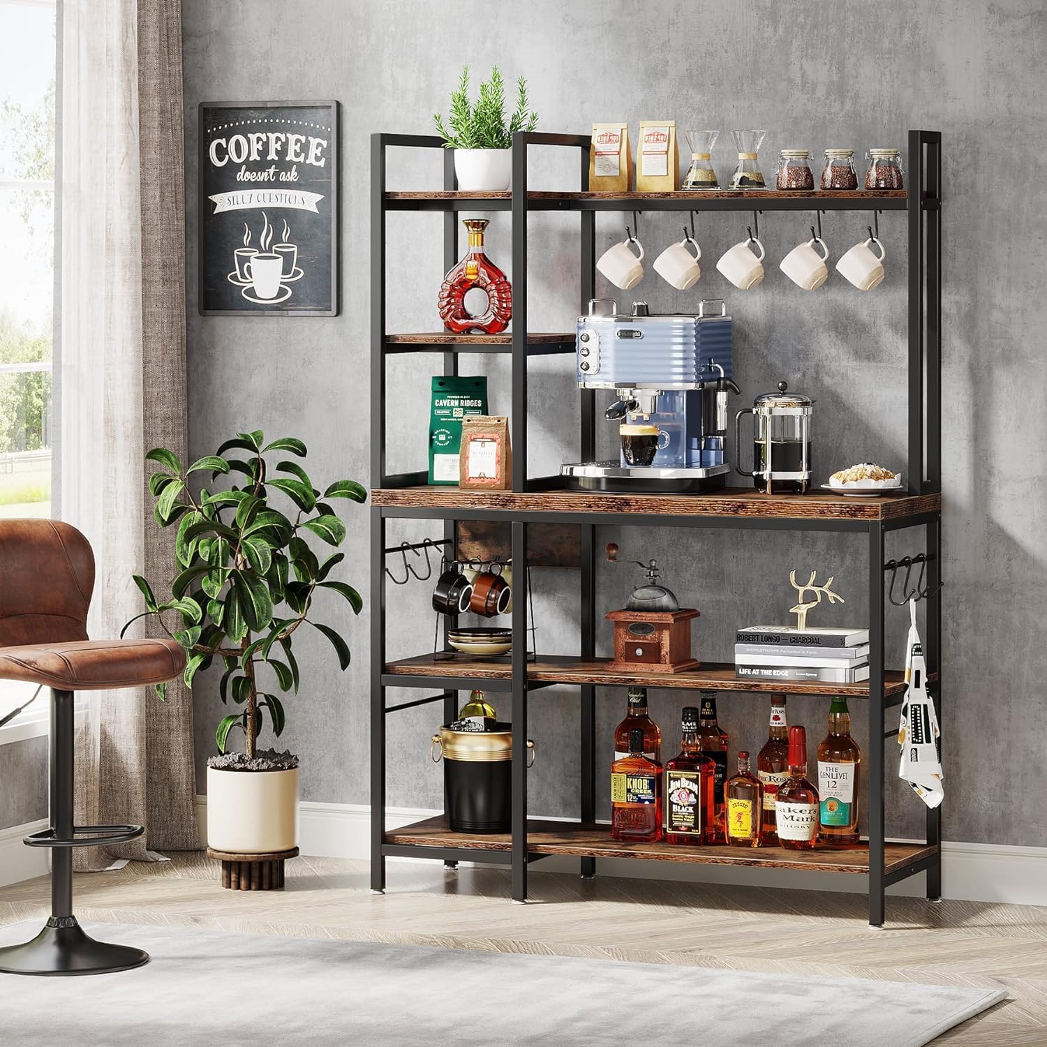 Estantería cocina, de 5 niveles, Soporte Microondas, Estante de almacenamiento de utilidad de cocina, Tribesigns, 3